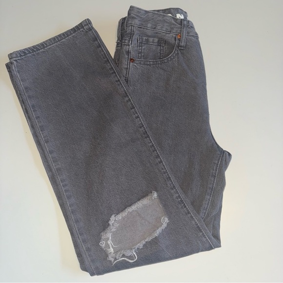 S.O.N.G. 90’s Boyfriend Jean Distressed Solid Gray Denim Jeans Size 1 / 25 - Picture 1 of 8